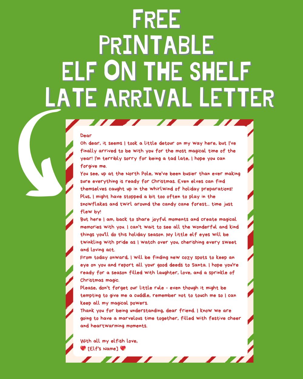 printable elf on the shelf late arrival letter idea - a sparkle of